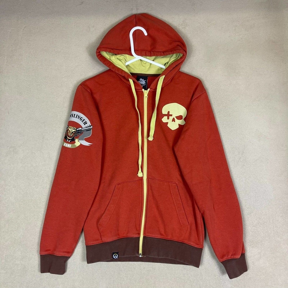 Jinx Hoodie Adult Small Orange Full Zip Graphic Print Sweatshirt‎ Pocket Mens
